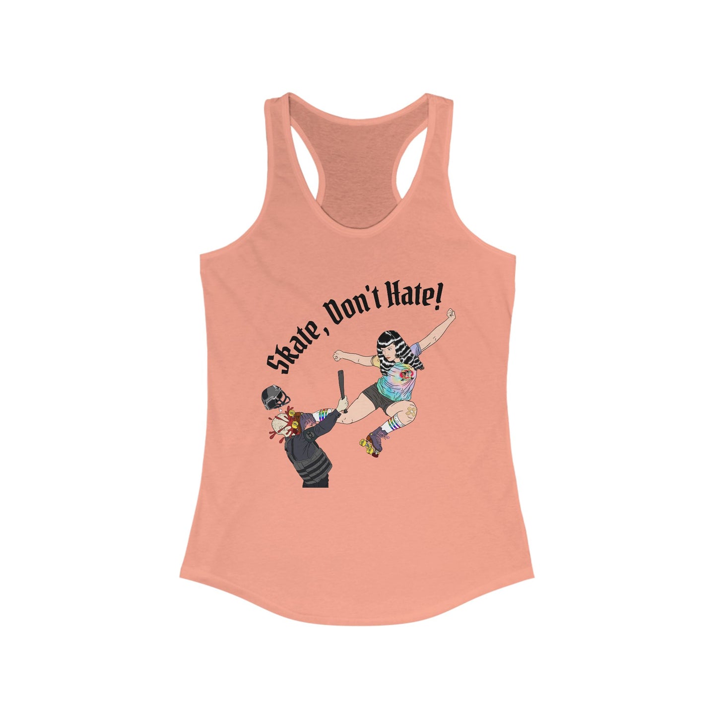 Skate Don't Hate Racerback Tank, Ideal Gym Top, Women's Fitness Apparel, Summer Workout Shirt, Skateboarding Gifts, Casual Tank