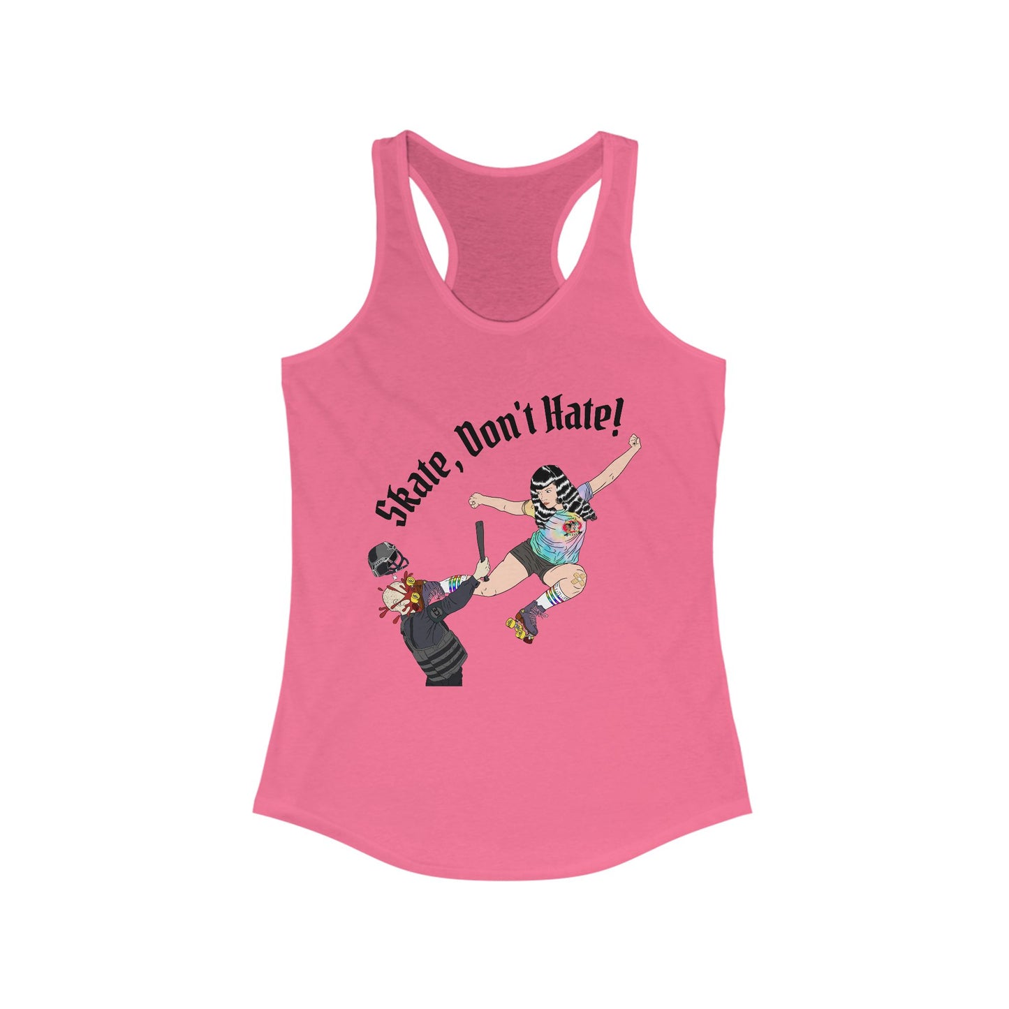 Skate Don't Hate Racerback Tank, Ideal Gym Top, Women's Fitness Apparel, Summer Workout Shirt, Skateboarding Gifts, Casual Tank