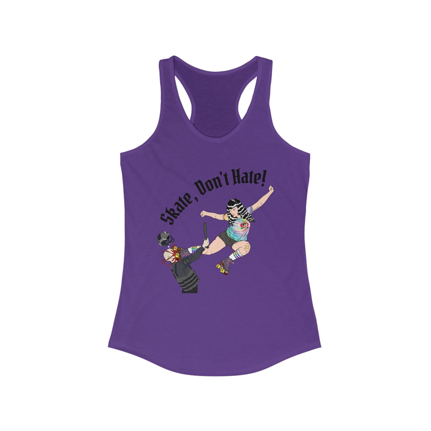 Skate Don't Hate Racerback Tank, Ideal Gym Top, Women's Fitness Apparel, Summer Workout Shirt, Skateboarding Gifts, Casual Tank