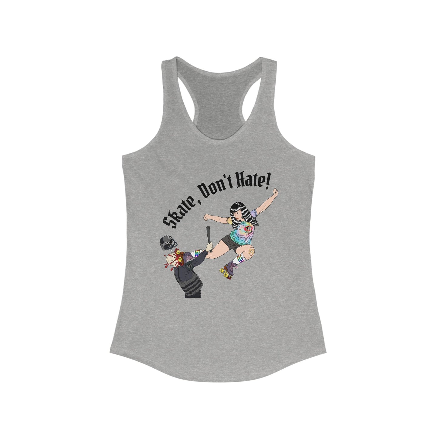 Skate Don't Hate Racerback Tank, Ideal Gym Top, Women's Fitness Apparel, Summer Workout Shirt, Skateboarding Gifts, Casual Tank