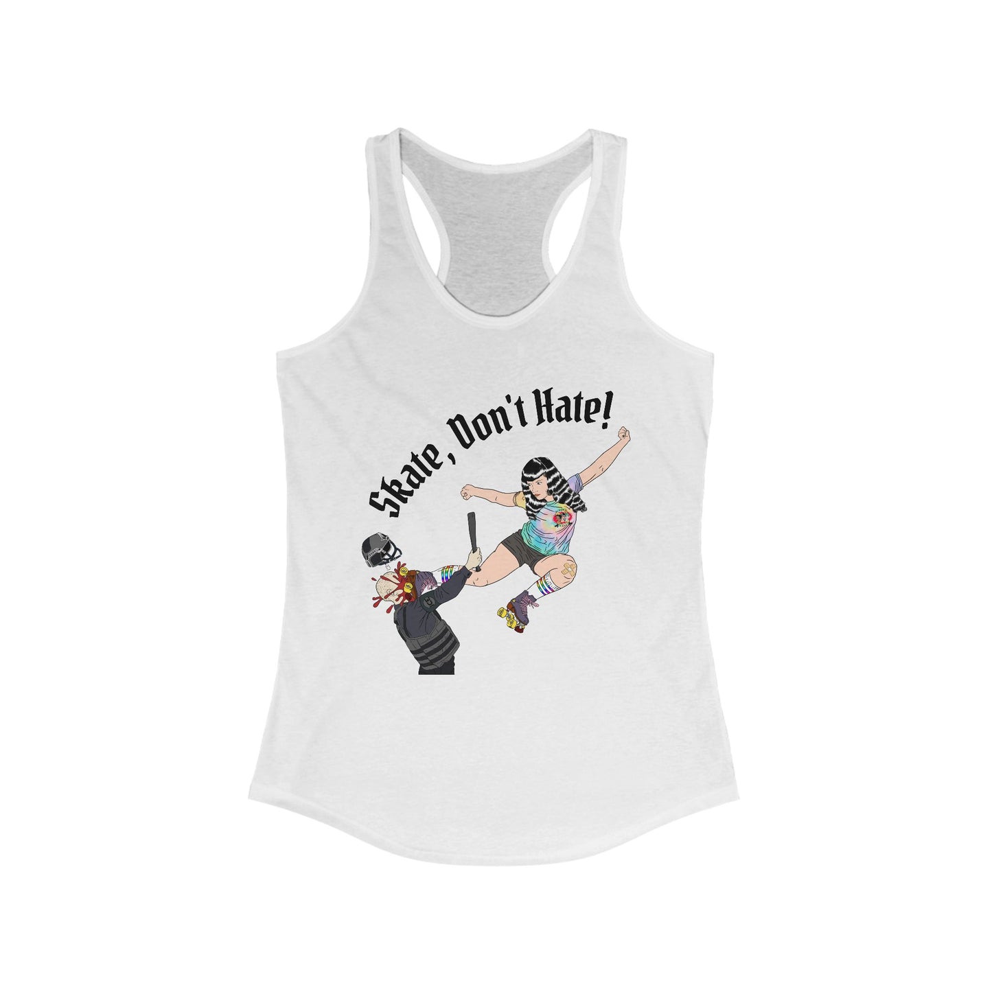 Skate Don't Hate Racerback Tank, Ideal Gym Top, Women's Fitness Apparel, Summer Workout Shirt, Skateboarding Gifts, Casual Tank