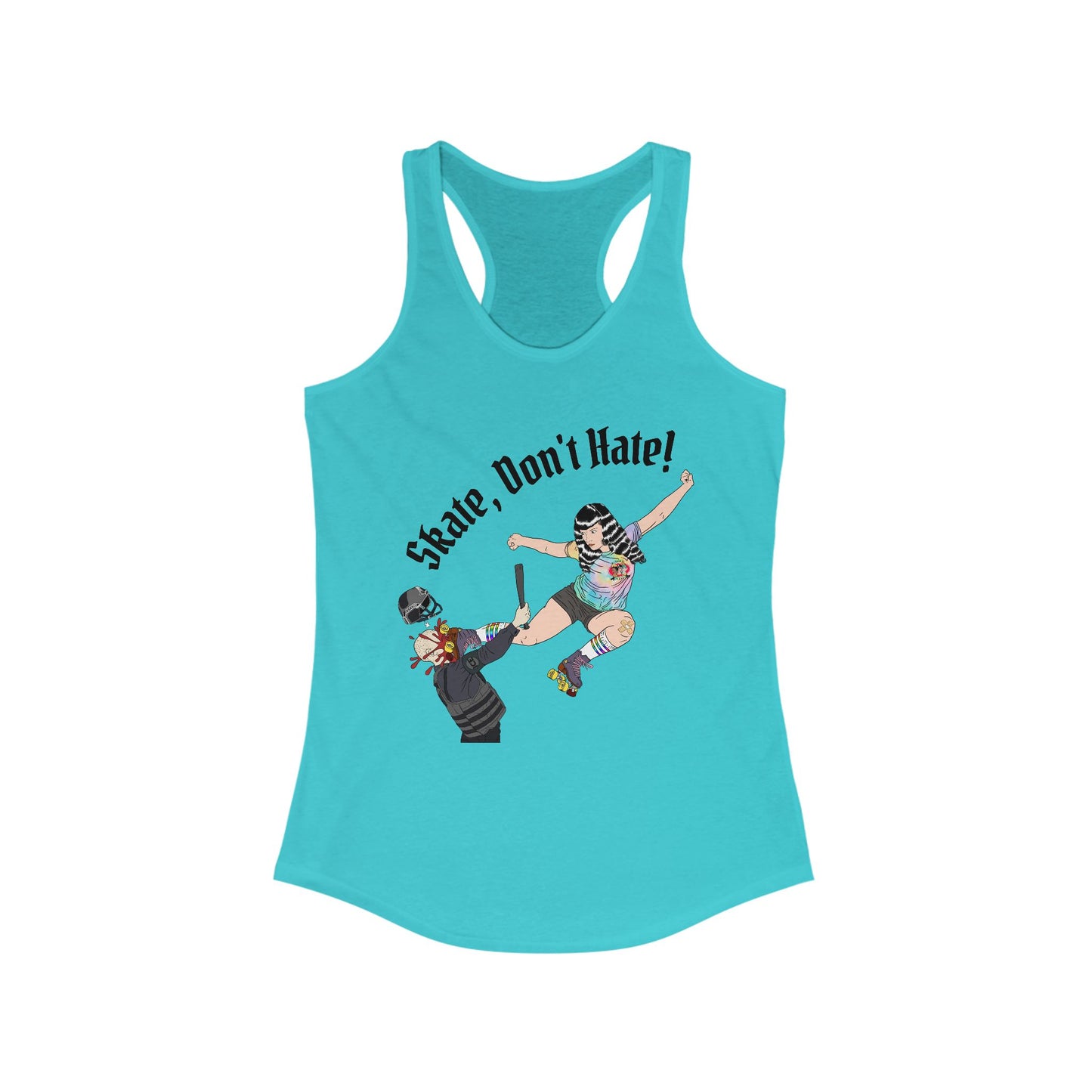 Skate Don't Hate Racerback Tank, Ideal Gym Top, Women's Fitness Apparel, Summer Workout Shirt, Skateboarding Gifts, Casual Tank